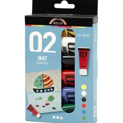 Akrylfarben 20 Ml - Grundfarben, Matt, 6 Stk.