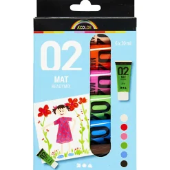Akrylfarben 20 Ml - Knallig, Matt, 6 Stk.