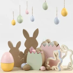 Halbe Eierschalen Aus Papiermache - H.12 Cm