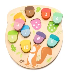 Holzpuzzle - 10 Teile - Eicheln Zahlen