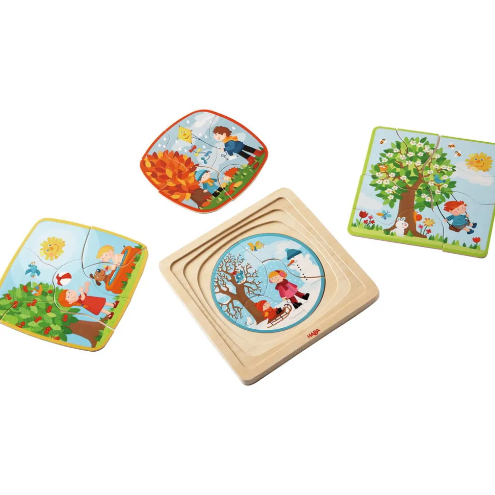 Holzpuzzle In Schichten - Jahreszeiten