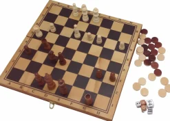 3-In-1 Brettspiele Im Holzkoffer