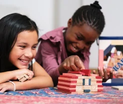 Kapla Holzbausteine, 120 Stk - Blau/Rot/Rosa