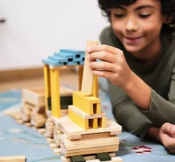 Kapla Holzbausteine, 120 Stk - Blau/Gelb/Grun