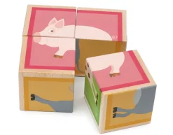 Klotzchenpuzzle Aus Holz - Bauernhof, 4 Klotze