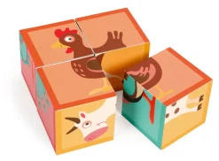 Klotzchenpuzzle Aus Pappe - Bauernhof, 4 Klotze