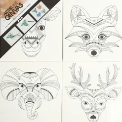 Malerleinwand Mit Tieren - 20 X 20 Cm, 4 Stk.