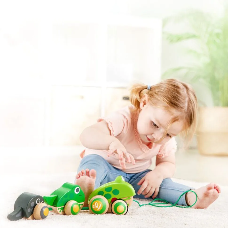 Nachziehspielzeug - Froschfamilie