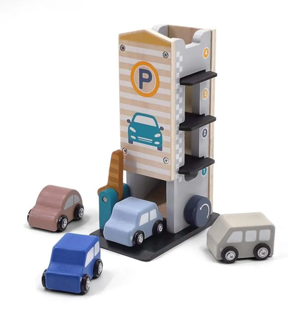 Parkhaus Mit 4 Holzautos