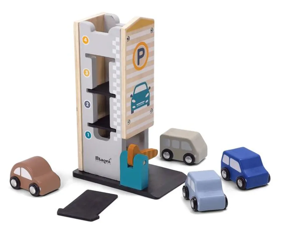 Parkhaus Mit 4 Holzautos