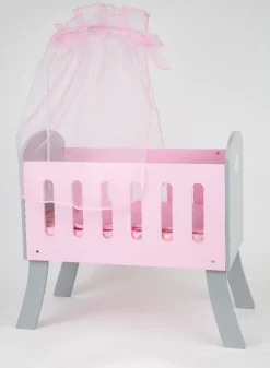 PuppenZubehör - Puppenbett Mit Himmel 45 Cm
