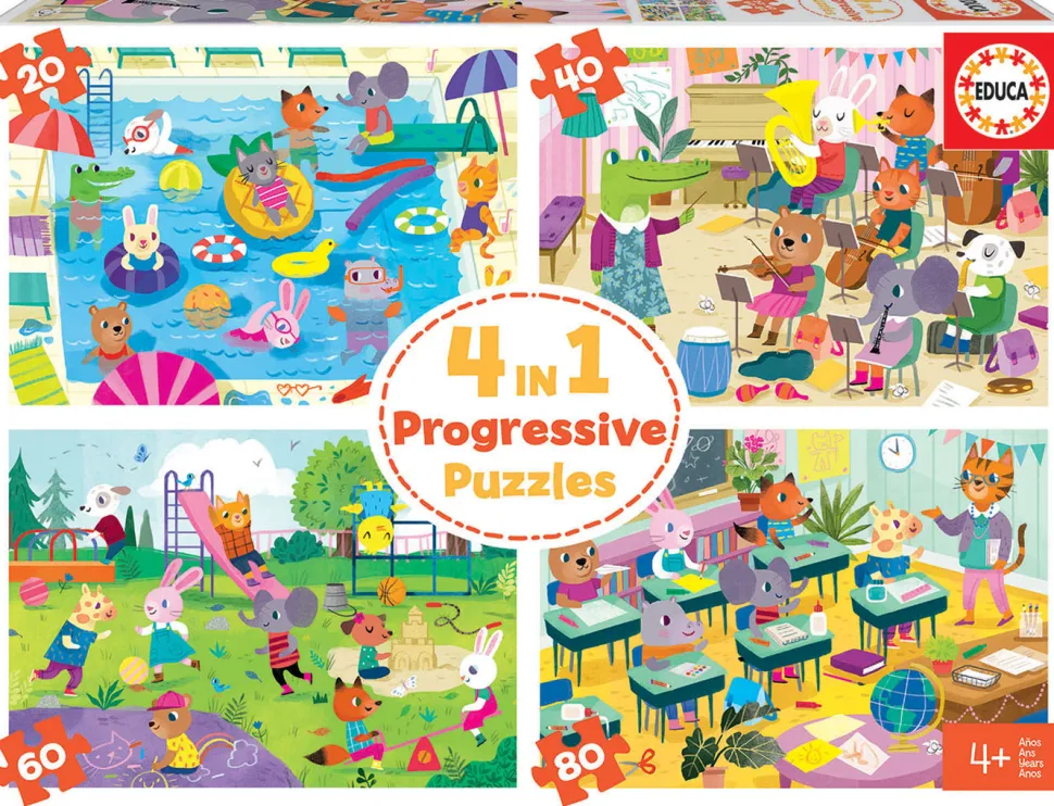 Puzzle 4-In-1 - Schultag