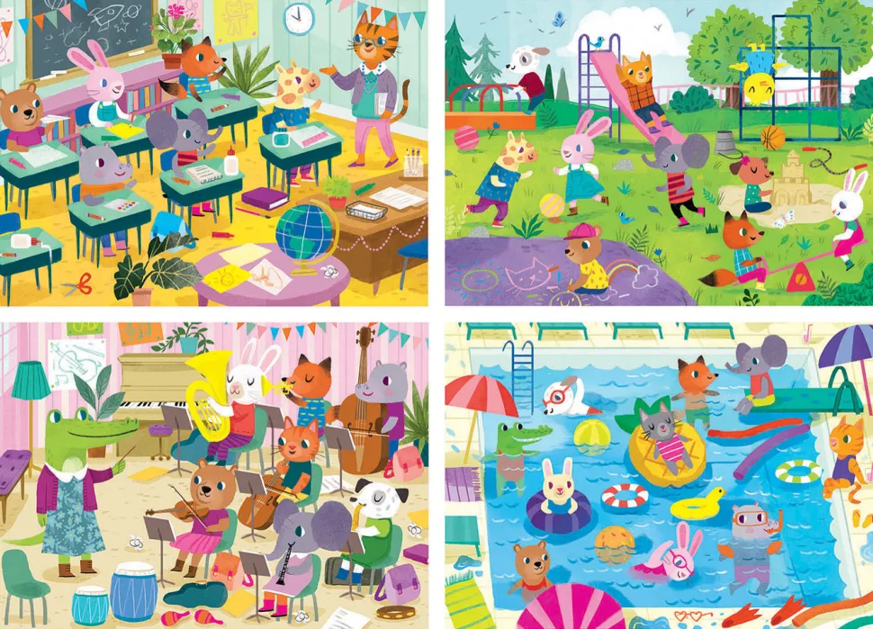 Puzzle 4-In-1 - Schultag