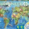 Puzzle M. 150 Teilen - Weltkarte M. Dinos