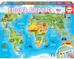 Puzzle M. 150 Teilen - Weltkarte, Monumente