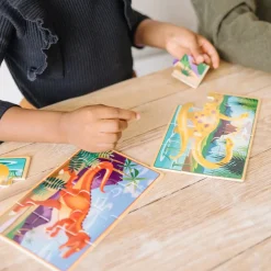 Puzzles Aus Holz - 4 X 12 Teile, Dinosaurier