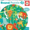 Rundes Puzzle M. 28 Teilen - Urwaldtiere