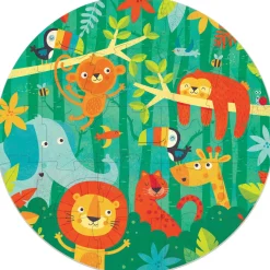 Rundes Puzzle M. 28 Teilen - Urwaldtiere