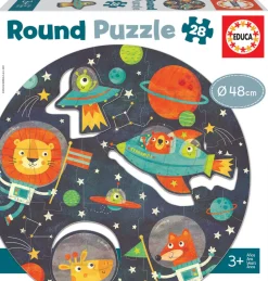 Rundes Puzzle M. 28 Teilen - Im Weltraum