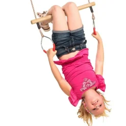Schaukel - Trapez Aus Holz Mit Metalringen