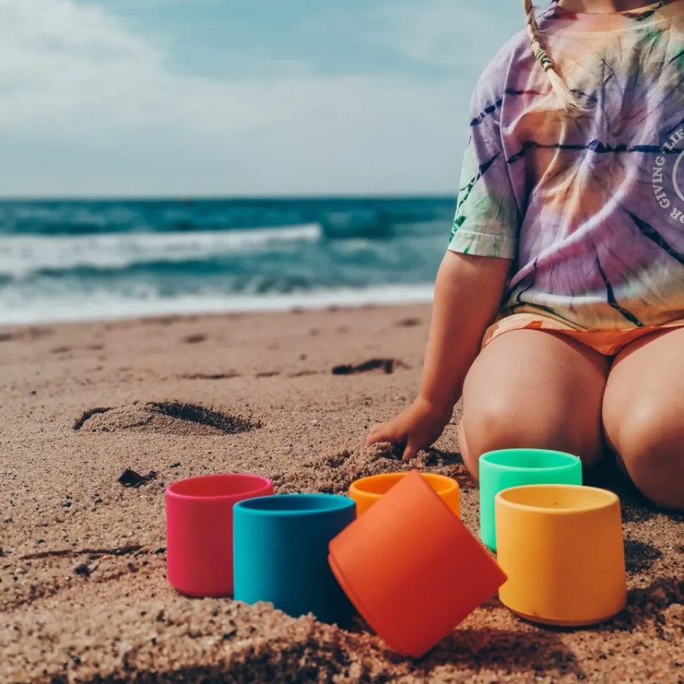 Stapelbecher Aus Silikon - Neonfarben, 6 Stk.