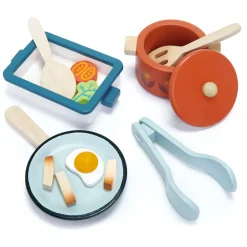 Topfset Aus Holz - Topf, Pfanne, Brater