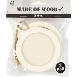 Zum Gestalten - Holzanhanger, 3 Stk.